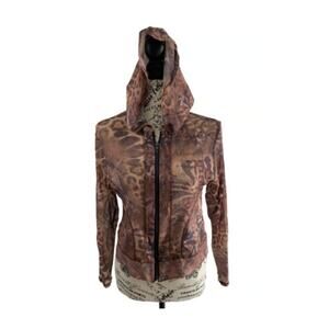 Cropped Hoodie Women's Medium by Victor Carlini Front Zip Sheer Lightweight